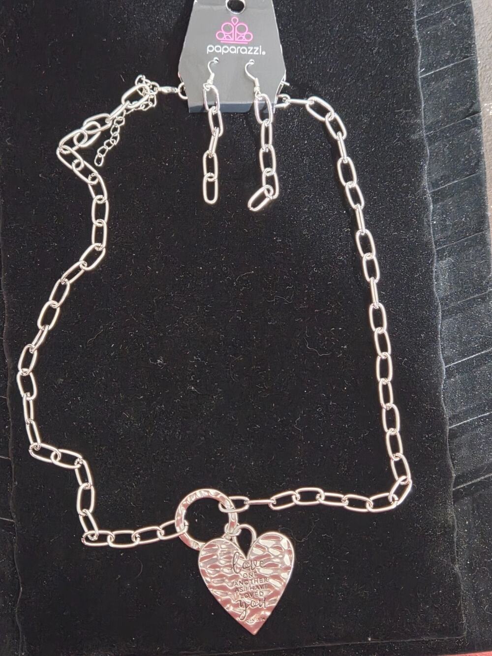 Paparazzi Lot of 3 Necklace & Earring Sets Silver Tone Heart Mom Green #AES2